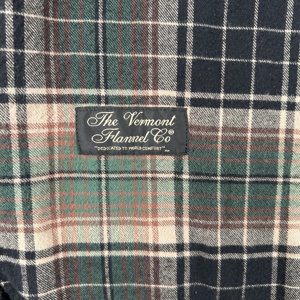 The Vermont Flannel Co Shirt Men's‎ XL Green Black Plaid 1/4 Button Band Collar - Picture 7 of 16